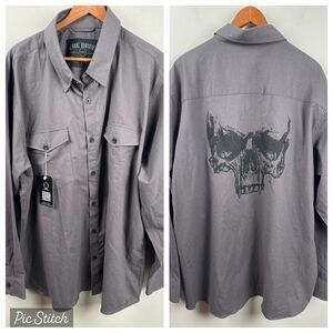The DRIVE Clothing Shirt 3XL Essential Gray Button Flannel Grunge Biker L/S NWT